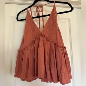 O'Neill Pink Embroidered Ruffle Camisole